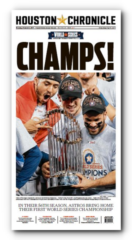 2017 CHAMPS! Frameable High Gloss Front-Page Reprint (11"x22")